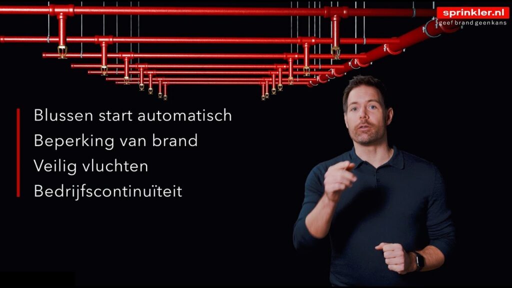 Beeld uit de VSI-video: sprinklerinstallatie in een bedrijfspand